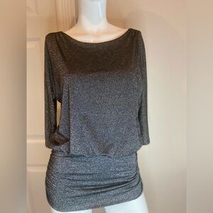 White House Black Market~Shimmery Drop-Waist~Ruched Sides~Back Tie Top~Size XS